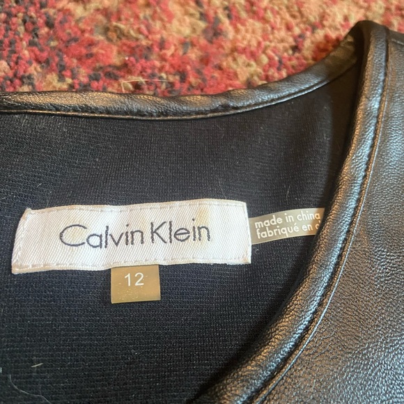 Black and White Dress with Leather Detail - Picture 2 of 4